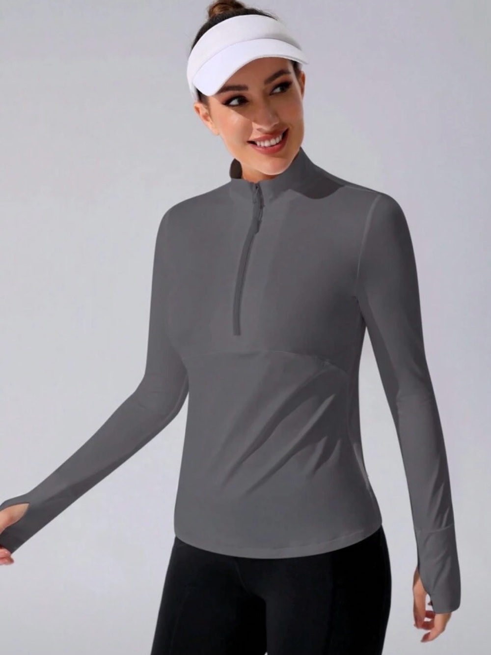 (2) Gameset Casual Sport Long-Sleeve Plain Quarter-Zip Active Fitted Tops